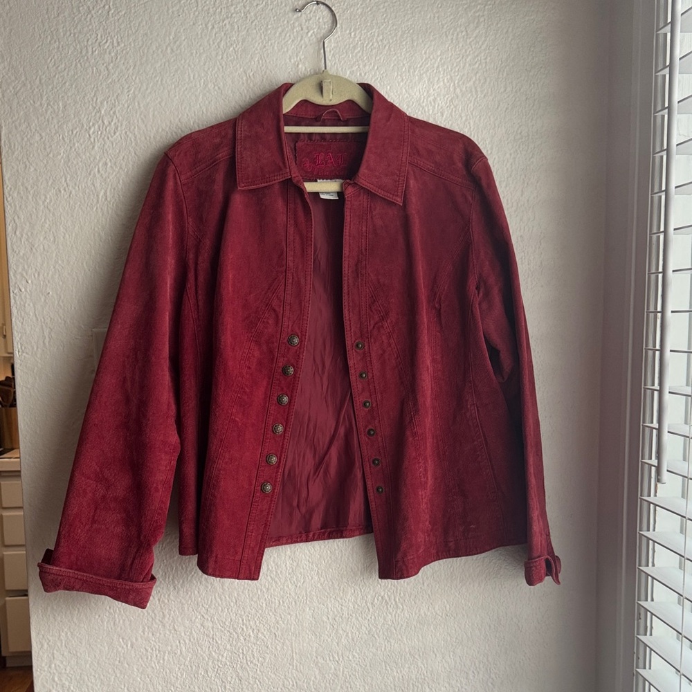 Live a Little Red Leather Utility Jacket Women’s Large